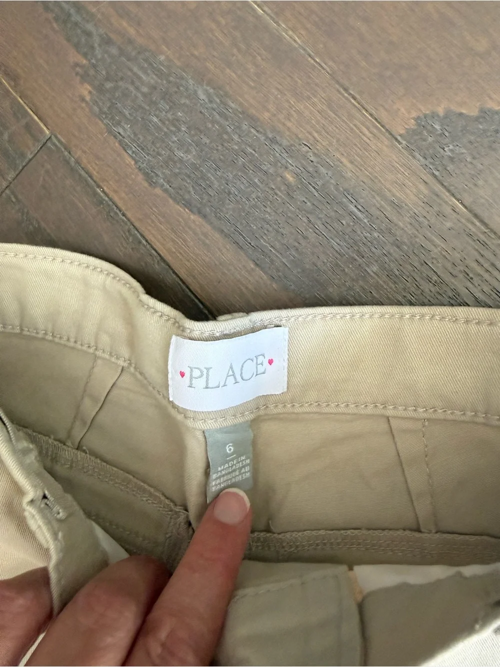Girls kids Children's Place Khaki & Black Boys Chino shorts sz 6